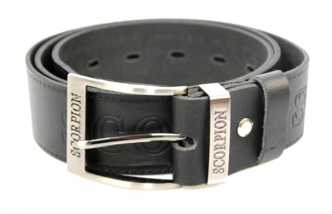 Pasek Skórzany COMPLEX (PL) Tłoczony Napis "SCORPION" Skóra Naturalna Licowa EXTRA 40 mm CZARNY Pasek Skórzany COMPLEX (PL) Tłoczony Napis "SCORPION" Skóra Naturalna Licowa EXTRA 40 mm CZARNY