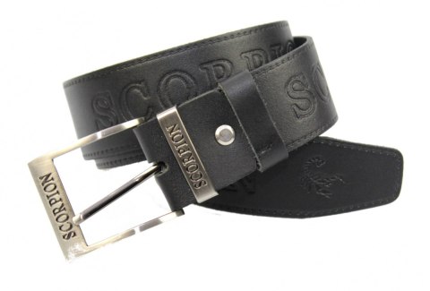 Pasek Skórzany COMPLEX (PL) Tłoczony Napis "SCORPION" Skóra Naturalna Licowa EXTRA 40 mm CZARNY Pasek Skórzany COMPLEX (PL) Tłoczony Napis "SCORPION" Skóra Naturalna Licowa EXTRA 40 mm CZARNY