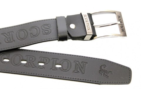 Pasek Skórzany COMPLEX (PL) Tłoczony Napis "SCORPION" Skóra Naturalna Licowa EXTRA 40 mm CZARNY Pasek Skórzany COMPLEX (PL) Tłoczony Napis "SCORPION" Skóra Naturalna Licowa EXTRA 40 mm CZARNY