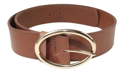 Pasek Skórzany Damski Arucce (PL) Skóra Naturalna EXTRA SZEROKI Gładki 50 mm BRĄZOWY Złota Klamra Pasek Skórzany Damski Arucce (PL) Skóra Naturalna EXTRA SZEROKI Gładki 50 mm BRĄZOWY Złota Klamra