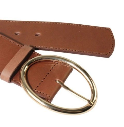 Pasek Skórzany Damski Arucce (PL) Skóra Naturalna EXTRA SZEROKI Gładki 50 mm BRĄZOWY Złota Klamra Pasek Skórzany Damski Arucce (PL) Skóra Naturalna EXTRA SZEROKI Gładki 50 mm BRĄZOWY Złota Klamra