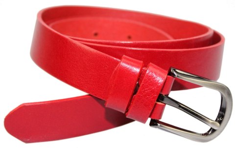 Pasek Skórzany Damski PAS-MAX (PL) Skóra Licowa EXTRA Gładki 25 mm CZERWONY Pasek Skórzany Damski PAS-MAX (PL) Skóra Licowa EXTRA Gładki 25 mm CZERWONY