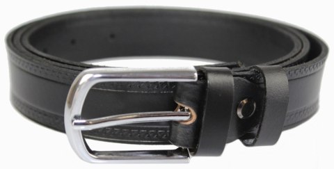 Pasek Skórzany MASSIMO (PL) "TŁOCZONY BIEŻNIK" 30 mm Skóra Naturalna CZARNY Pasek Skórzany MASSIMO (PL) "TŁOCZONY BIEŻNIK" 30 mm Skóra Naturalna CZARNY