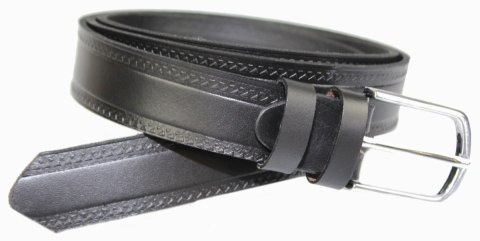 Pasek Skórzany MASSIMO (PL) "TŁOCZONY BIEŻNIK" 30 mm Skóra Naturalna CZARNY Pasek Skórzany MASSIMO (PL) "TŁOCZONY BIEŻNIK" 30 mm Skóra Naturalna CZARNY