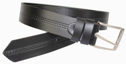 Pasek Skórzany MASSIMO (PL) "TŁOCZONY BIEŻNIK II" 30 mm Skóra Naturalna CZARNY Pasek Skórzany MASSIMO (PL) "TŁOCZONY BIEŻNIK II" 30 mm Skóra Naturalna CZARNY