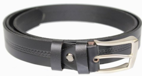 Pasek Skórzany MASSIMO (PL) "TŁOCZONY BIEŻNIK II" 30 mm Skóra Naturalna CZARNY Pasek Skórzany MASSIMO (PL) "TŁOCZONY BIEŻNIK II" 30 mm Skóra Naturalna CZARNY