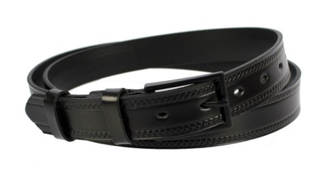 Pasek Skórzany MASSIMO (PL) "TŁOCZONY WZÓR BIEŻNIK " 30 mm Czarna Klamra Skóra Naturalna CZARNY Pasek Skórzany MASSIMO (PL) "TŁOCZONY WZÓR BIEŻNIK " 30 mm Czarna Klamra Skóra Naturalna CZARNY