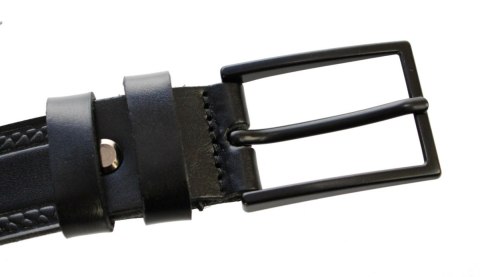 Pasek Skórzany MASSIMO (PL) "TŁOCZONY WZÓR BIEŻNIK " 30 mm Czarna Klamra Skóra Naturalna CZARNY Pasek Skórzany MASSIMO (PL) "TŁOCZONY WZÓR BIEŻNIK " 30 mm Czarna Klamra Skóra Naturalna CZARNY