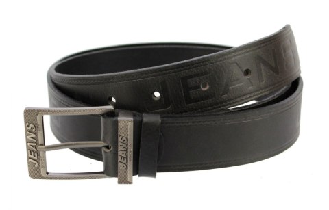 Pasek Skórzany MASSIMO (PL) Tłoczony Napis "JEANS" Skóra Naturalna EXTRA 40 mm Czarny Nadwymiar XXL Pasek Skórzany MASSIMO (PL) Tłoczony Napis "JEANS" Skóra Naturalna EXTRA 40 mm Czarny Nadwymiar XXL
