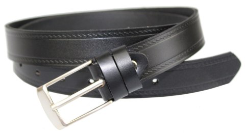 Pasek Skórzany Męski ARUCCE (PL) CZARNY "Imitacja Szycia Cienką Nitką" 30 mm Skóra Naturalna DW EXTRA Pasek Skórzany Męski ARUCCE (PL) CZARNY "Imitacja Szycia Cienką Nitką" 30 mm Skóra Naturalna DW EXTRA