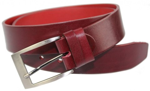 Pasek Skórzany Męski PAS-MAX (PL) Gładki 40 mm Skóra Licowa EXTRA CZEREŚNIOWY k61 Pasek Skórzany Męski PAS-MAX (PL) Gładki 40 mm Skóra Licowa EXTRA CZEREŚNIOWY k61