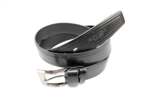 Pasek Skórzany Męski ROVICKY (PL) "PRZETŁOCZONY BIEŻNIK" CZARNY 35 mm Skóra Licowa Extra Pasek Skórzany Męski ROVICKY (PL) "PRZETŁOCZONY BIEŻNIK" CZARNY 35 mm Skóra Licowa Extra