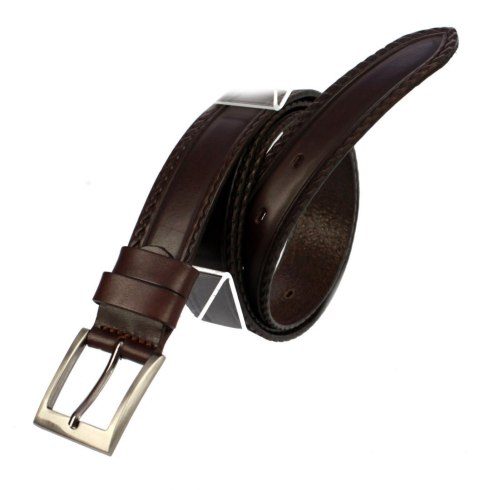 Pasek Skórzany Męski WIREX (PL) Tłoczenie Ornament GŁADKI CIEMNY CZEKOLADOWY 35 mm Skóra Licowa Extra Pasek Skórzany Męski WIREX (PL) Tłoczenie Ornament GŁADKI CIEMNY CZEKOLADOWY 35 mm Skóra Licowa Extra
