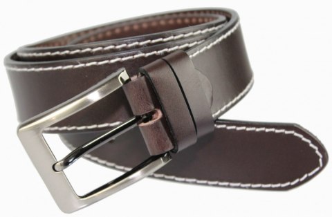 Pasek Skórzany PAS-MAX (PL) Matowy 40 mm Czekoladowy Z Białą Nitką k43 Pasek Skórzany PAS-MAX (PL) Matowy 40 mm Czekoladowy Z Białą Nitką k43