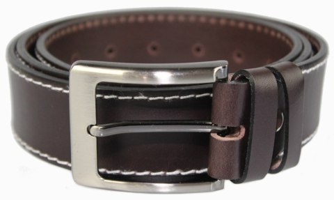 Pasek Skórzany PAS-MAX (PL) Matowy 40 mm Czekoladowy Z Białą Nitką k43 Pasek Skórzany PAS-MAX (PL) Matowy 40 mm Czekoladowy Z Białą Nitką k43