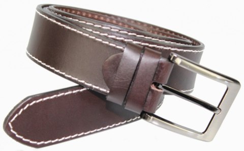 Pasek Skórzany PAS-MAX (PL) Matowy 40 mm Czekoladowy Z Białą Nitką k43 Pasek Skórzany PAS-MAX (PL) Matowy 40 mm Czekoladowy Z Białą Nitką k43