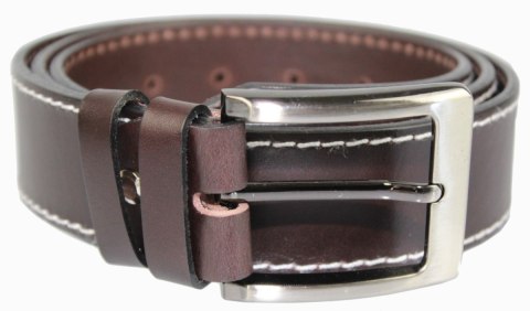 Pasek Skórzany PAS-MAX (PL) Matowy 40 mm Czekoladowy Z Białą Nitką k43 Pasek Skórzany PAS-MAX (PL) Matowy 40 mm Czekoladowy Z Białą Nitką k43