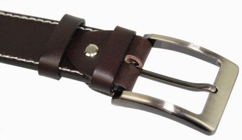 Pasek Skórzany PAS-MAX (PL) Matowy 40 mm Czekoladowy Z Białą Nitką k43 Pasek Skórzany PAS-MAX (PL) Matowy 40 mm Czekoladowy Z Białą Nitką k43