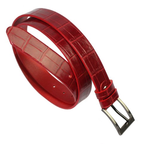 Pasek Skórzany PAS-MAX (PL) Skóra Krokodyla 30 mm Czerwony Pasek Skórzany PAS-MAX (PL) Skóra Krokodyla 30 mm Czerwony