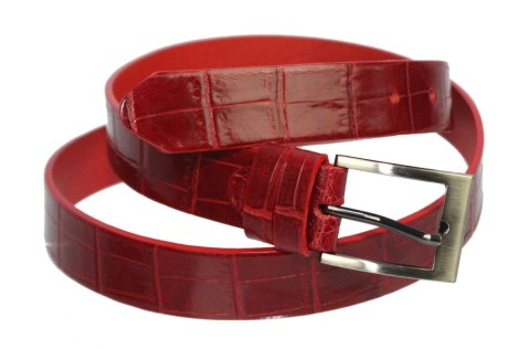 Pasek Skórzany PAS-MAX (PL) Skóra Krokodyla 30 mm Czerwony Pasek Skórzany PAS-MAX (PL) Skóra Krokodyla 30 mm Czerwony