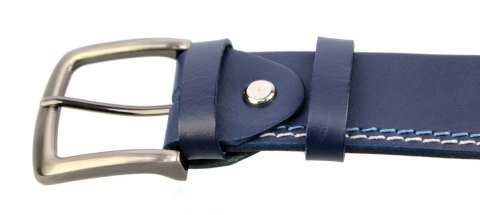 Pasek Skórzany PAS-MAX (PL) Skóra Naturalna Licowa EXTRA 40 mm Granatowy Z Białą I Niebieską Nitką K82 Pasek Skórzany PAS-MAX (PL) Skóra Naturalna Licowa EXTRA 40 mm Granatowy Z Białą I Niebieską Nitką K82