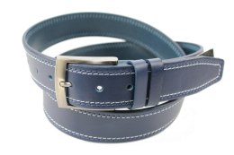 Pasek Skórzany PAS-MAX (PL) Skóra Naturalna Licowa EXTRA 40 mm Granatowy Z Granatową I Białą Nitką K82
