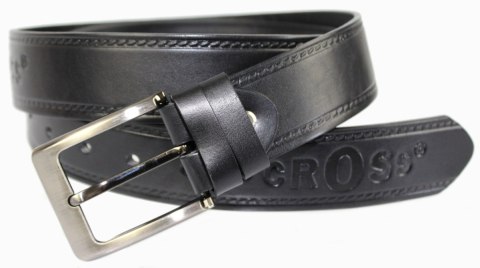 Pasek Skórzany PAS-MAX (PL) Tłoczony Napis "CROSS" Skóra Naturalna Licowa EXTRA 40 mm CZARNY Pasek Skórzany PAS-MAX (PL) Tłoczony Napis "CROSS" Skóra Naturalna Licowa EXTRA 40 mm CZARNY