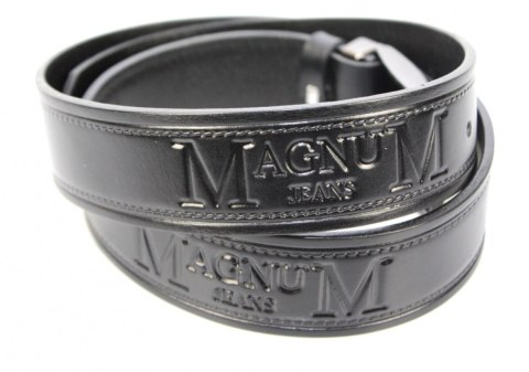 Pasek Skórzany PAS-MAX (PL) Tłoczony Napis "MAGNUM" Skóra Licowa EXTRA 40 mm CZARNY Imitacja Szycia Cienką Nitką Pasek Skórzany PAS-MAX (PL) Tłoczony Napis "MAGNUM" Skóra Licowa EXTRA 40 mm CZARNY Imitacja Szycia Cienką Nitką