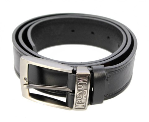 Pasek Skórzany PAS-MAX (PL) Tłoczony Napis "MAGNUM" Skóra Licowa EXTRA 40 mm CZARNY Imitacja Szycia Cienką Nitką Pasek Skórzany PAS-MAX (PL) Tłoczony Napis "MAGNUM" Skóra Licowa EXTRA 40 mm CZARNY Imitacja Szycia Cienką Nitką