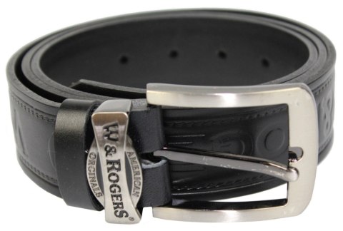 Pasek Skórzany PAS-MAX (PL) Tłoczony Napis "W&ROGERS" Imitacja Szycia Skóra Naturalna EXTRA 40 mm CZARNY Pasek Skórzany PAS-MAX (PL) Tłoczony Napis "W&ROGERS" Imitacja Szycia Skóra Naturalna EXTRA 40 mm CZARNY