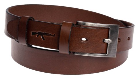 Pasek Skórzany Polska Galanteria (PL) "MOTYW KARABIN" Skóra Licowa EXTRA 30 mm CIEMNY BRĄZ Pasek Skórzany Polska Galanteria (PL) "MOTYW KARABIN" Skóra Licowa EXTRA 30 mm CIEMNY BRĄZ