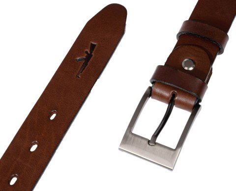 Pasek Skórzany Polska Galanteria (PL) "MOTYW KARABIN" Skóra Licowa EXTRA 30 mm CIEMNY BRĄZ Pasek Skórzany Polska Galanteria (PL) "MOTYW KARABIN" Skóra Licowa EXTRA 30 mm CIEMNY BRĄZ