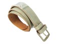 Pasek Skórzany PolskaGalanteria (PL) Skóra Naturalna "IMITACJA SZYCIA CIENKĄ NITKĄ" 40 mm JASNY POPIELATY Klamra VINTAGE