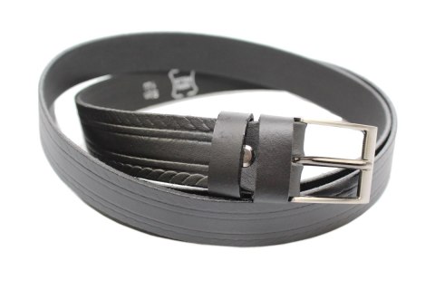 Pasek Skórzany TRK (PL) "TŁOCZONY WZÓR BIEŻNIK" 30 mm Skóra Naturalna CZARNY NADWYMIAR XXL Pasek Skórzany TRK (PL) "TŁOCZONY WZÓR BIEŻNIK" 30 mm Skóra Naturalna CZARNY NADWYMIAR XXL