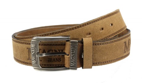 Pasek Skórzany TRK (PL) Tłoczony Napis "MAGNUM" Skóra Naturalna Zamszowa 40 mm SUROWA SKÓRA Pasek Skórzany TRK (PL) Tłoczony Napis "MAGNUM" Skóra Naturalna Zamszowa 40 mm SUROWA SKÓRA