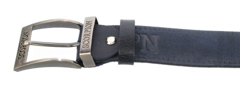 Pasek Skórzany TRK (PL) Tłoczony Napis "SCORPION" Skóra Naturalna Zamszowa 40 mm GRANATOWY Pasek Skórzany TRK (PL) Tłoczony Napis "SCORPION" Skóra Naturalna Zamszowa 40 mm GRANATOWY