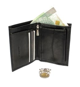 Płaski Portfel Etui Andrus (PL) Skóra Naturalna Pionowe Dwie Części Z Miejscem Na Gotówkę Pionowy Suwak 11 x 9 x 2 [cm] 