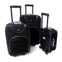 Pojemny Ekskluzywny Zestaw Trzech Materiałowych Walizek Turystycznych RGL 801 CZARNY 86 L, 51 L, 34 L Madrid Collection
