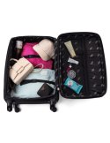 Pojemny Ekskluzywny Zestaw Trzech Materiałowych Walizek Turystycznych RGL 801 CZARNY 86 L, 51 L, 34 L Madrid Collection