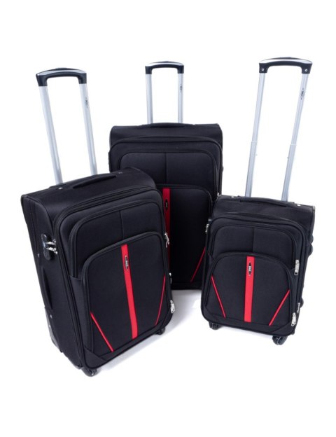 Pojemny Ekskluzywny Zestaw Trzech Materiałowych Walizek Turystycznych RGL S-020 CZARNY 94L, 69L, 32L London Collection Pojemny Ekskluzywny Zestaw Trzech Materiałowych Walizek Turystycznych RGL S-020 CZARNY 94L, 69L, 32L London Collection
