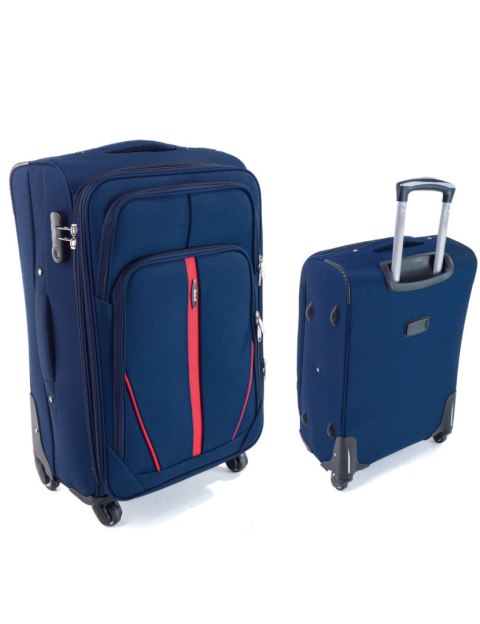 Pojemny Ekskluzywny Zestaw Trzech Materiałowych Walizek Turystycznych RGL S-020 GRANATOWY 94L, 69L, 32L London Collection Pojemny Ekskluzywny Zestaw Trzech Materiałowych Walizek Turystycznych RGL S-020 GRANATOWY 94L, 69L, 32L London Collection
