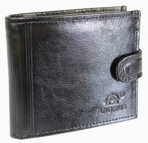 Portfel ANDRUS (PL) Skóra Licowa Naturalna Średni Poziomy Z Zapięciem I Poziomym Suwakiem RIFD 12 x 9,5 x 2,5 [cm]