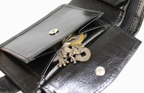 Portfel ANDRUS (PL) Skóra Licowa Naturalna Średni Poziomy Z Zapięciem I Poziomym Suwakiem RIFD 12 x 9,5 x 2,5 [cm]