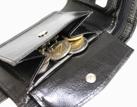 Portfel ANDRUS (PL) Skóra Licowa Naturalna Średni Poziomy Z Zapięciem I Poziomym Suwakiem RIFD 12 x 9,5 x 2,5 [cm]