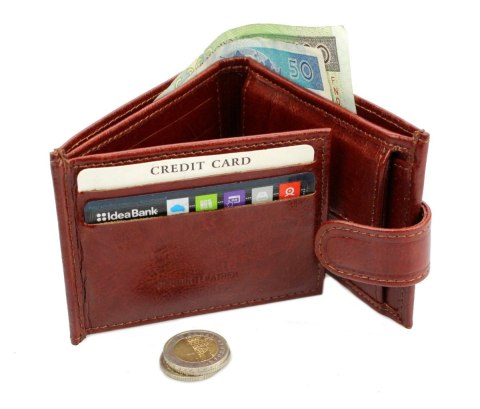 Portfel ANDRUS (PL) Skóra Naturalna Licowa Mały Poziomy Z Zapięciem 11 x 8 x 2,5 [cm]