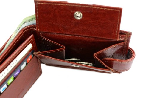 Portfel ANDRUS (PL) Skóra Naturalna Licowa Mały Poziomy Z Zapięciem 11 x 8 x 2,5 [cm]