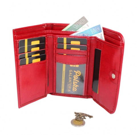 Portfel Damski ANDRUS (PL) Klamra Skóra Naturalna Wzór 2 RIFD 14,5 x 9 x 3 [cm]