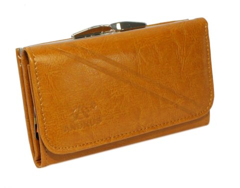 Portfel Damski ANDRUS (PL) Klamra Skóra Naturalna Wzór 2 RIFD 14,5 x 9 x 3 [cm]