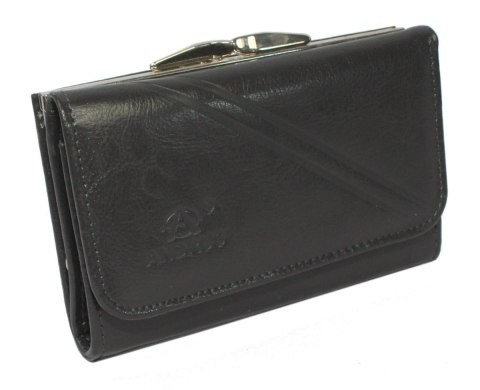 Portfel Damski ANDRUS (PL) Klamra Skóra Naturalna Wzór 2 RIFD 14,5 x 9 x 3 [cm]