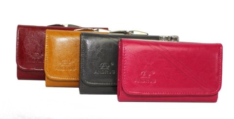 Portfel Damski ANDRUS (PL) Klamra Skóra Naturalna Wzór 2 RIFD 14,5 x 9 x 3 [cm]